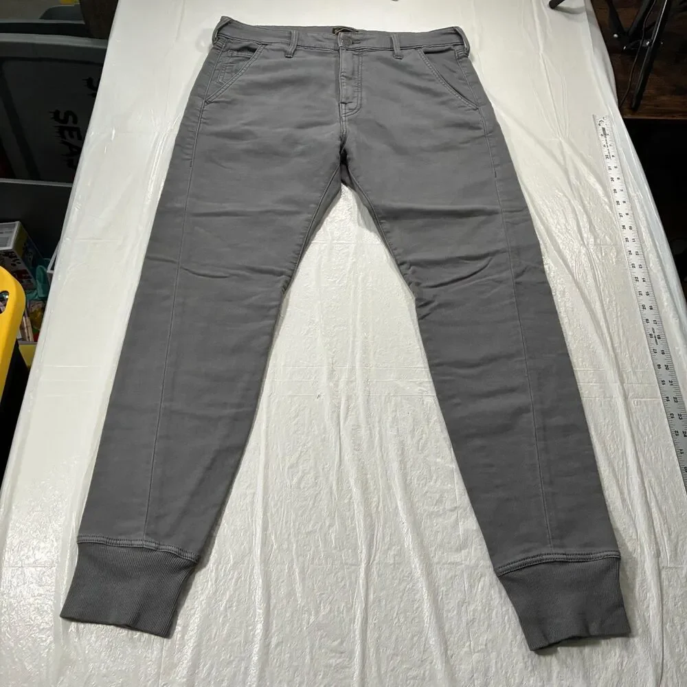 True Religion Jogger Mens 33 (36x33) Gray Denim Runner Relaxed Sport Drawstring
